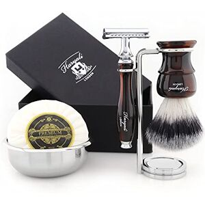 Haryali London Shaving Kit – 5 Pc Shaving Kit – Double Edge Safety Razor - Super Badger Shaving Brush – Shaving Soap – Shaving Bowl – Shaving Stand – Red and Black Color Shaving Set as Gift