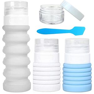 Fashion Base Collapsible Silicone Travel Size Bottles, Portable Squeezable Refillable Containers Set for Cosmetic Toiletries Shampoo Lotion Soap Liquids, Leak-proof, TSA Approved