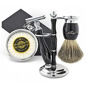 Haryali London Double Edge Safety Razor Classic Shaving kit with Badger Shaving Brush, soap Bowl and Shaving Stand for Razors - Men Shaving kit