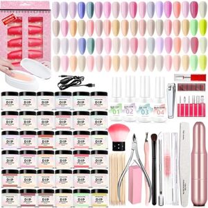 Lenxnmy 75Pcs Dipping Powder Nail Starter Kit 36 Colors Dip Powder French Set with Base Coat Activator Top Brush Saver Professional Electric Nail Drill Machine for DIY Home & Salon