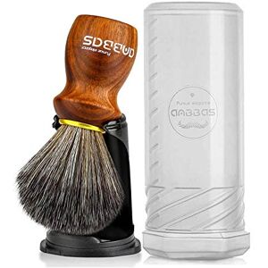 Anbbas 3in1 Shaving Brush Set Synthetic Badger Hair with Black Holder Stand Travel Case, Rare Blood Ebony Handle Foam Brush Shaving Kit for Men Wet Shave