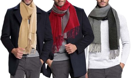 Groupon Goods Global GmbH One or Two Men's Cashmere-Touch Double-Sided Reversible Scarves