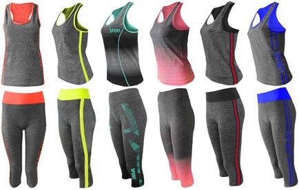 Groupon Goods Global GmbH Women's Capri Leggings and Vest Gym Clothes Set