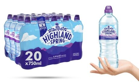 Groupon Goods Global GmbH 20- or 40-Bottle Highland Spring Still Sportscap Water Case 750ml