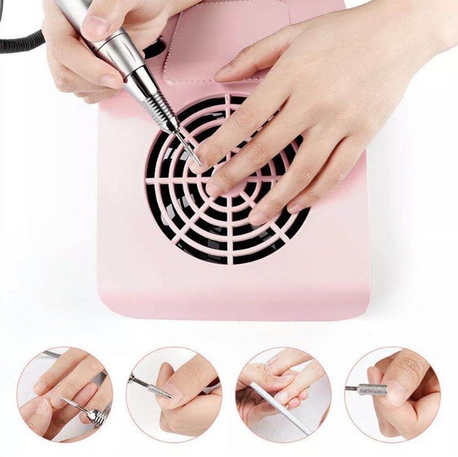 SHEIN Pink 858-2 nail hand pillow vacuum cleaner 80W power adjustable speed wind knob nail duster manicure duster Pink EU Plug,US Plug