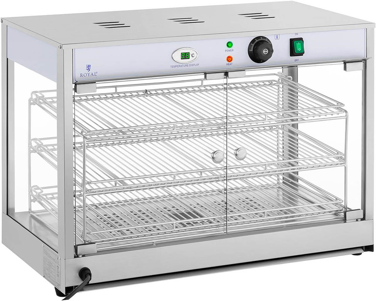 Royal Catering Vitrina aquecida - 3 prateleiras - 1200 W RCHT-1200B