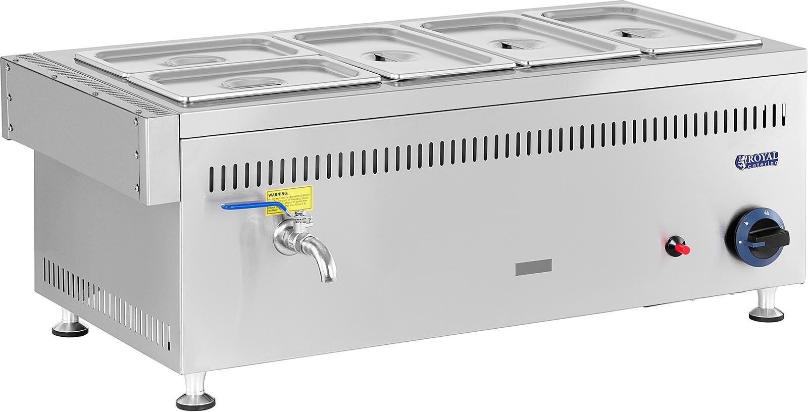 Royal Catering Banho-maria a gás - 3300 W - GN 3x1/3 + 2x1/4 - 0,03 bar - G31 RC-BMG6637