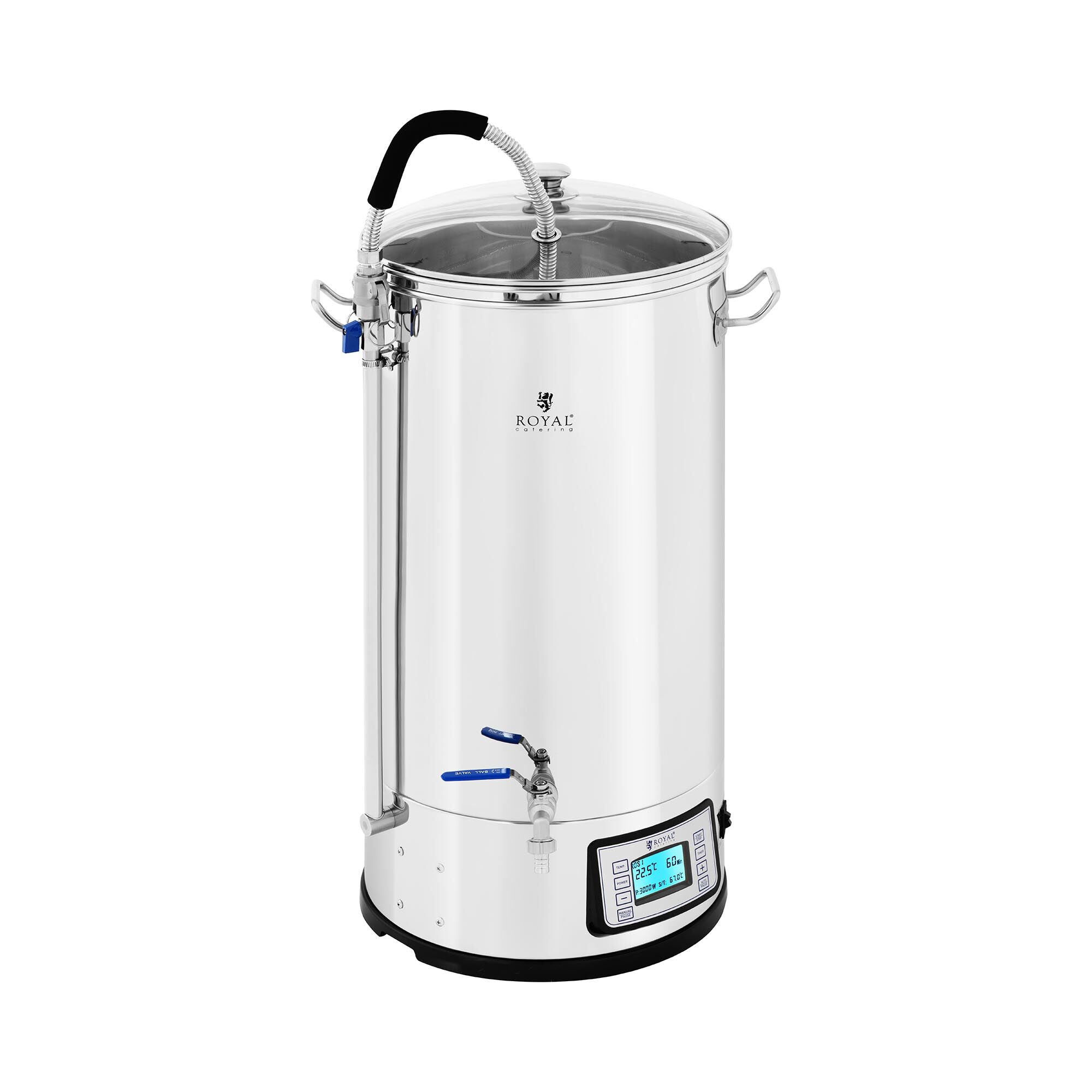 Royal Catering Panela para cerveja - 50 L - 3000 W - 25-100°C - aço inoxidável - visor LCD - temporizador RCBM-50N