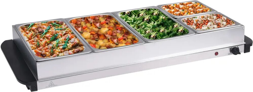 vidaXL Buffet quente 400 W 3x2,5L+2x1L aço inoxidável