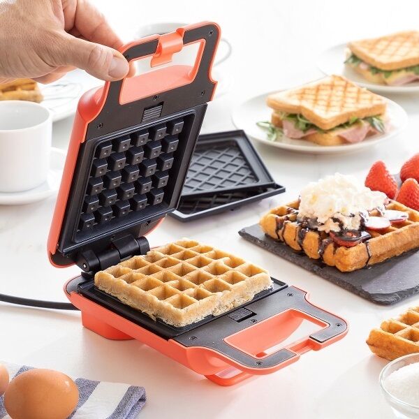 Innovagoods Máquina "2-em-1" Waffles E Sanduíches 600w C/ Receitas Wafflicher - Innovagoods