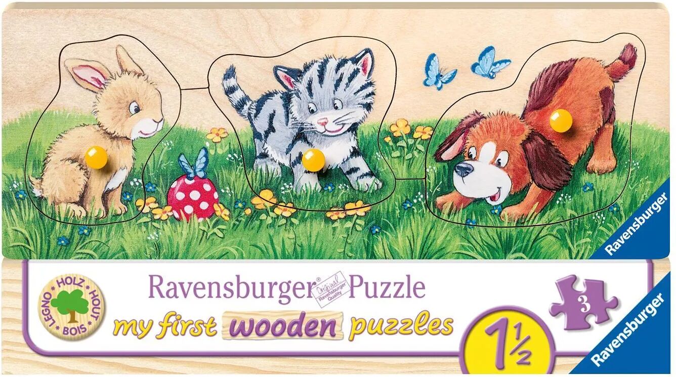 Ravensburger Verlag My first wooden puzzle  – Niedliche Tierkinder 3-teilig