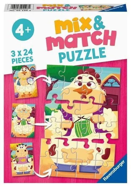 Ravensburger Verlag Ravensburger Kinderpuzzle - 05198 Mix&Match Meine Bauernhoffreunde - Puzzle für