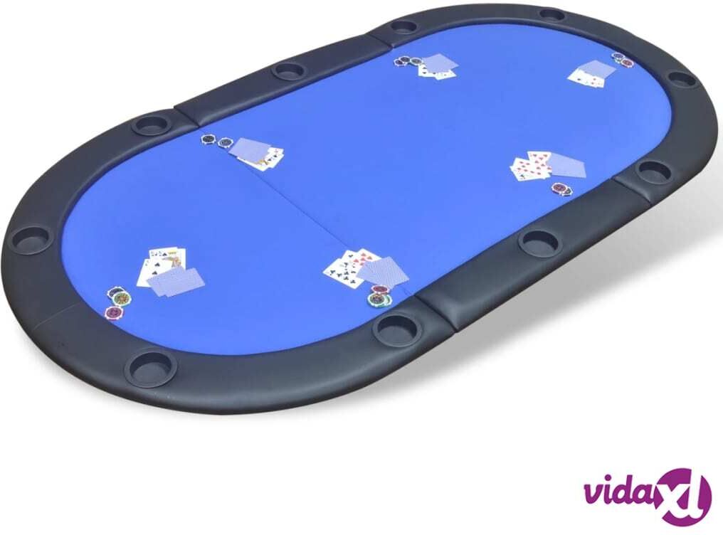 vidaXL 10-Player Foldable Poker Tabletop Blue