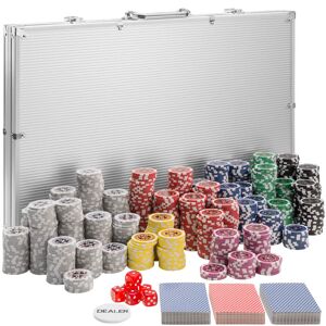 tectake Pokerset inkl. Aluminiumkoffer - silber, 1000 Teile