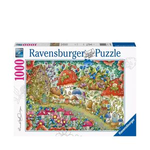 Ravensburger - Puzzle, Niedliche Pilzhäuschen In Der Blumenwiese 1000 Teile, Multicolor