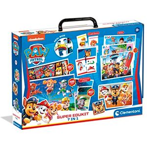 Clementoni 18112 – Super Edukit 7-in-1 – Paw Patrol (3 Puzzles mit 30, 48 und 60 Teilen, 6 Würfel, EIN Memo, EIN Domino und 12 Quiz-Karten) – Lernspiel 3 Jahre – hergestellt in Italien