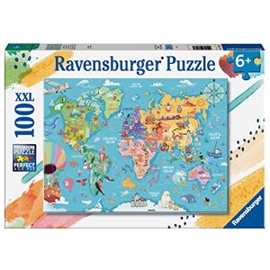 Ravensburger 13343 Dinosaurs Weltkarte Puzzle 100 Teile für Kinder ab 6 Jahren