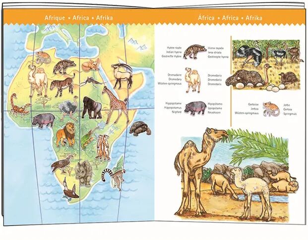 Djeco Geschichtenpuzzle WORLD'S ANIMALS mit Broschüre 100-teilig