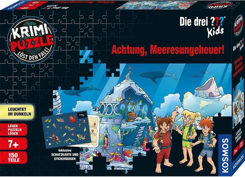 KOSMOS Krimi-Puzzle: Die drei ??? Kids – Achtung, Meeresungeheuer! 150-teilig