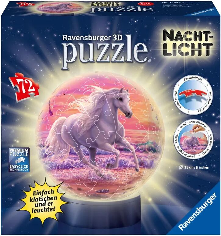 Ravensburger Verlag LED-Nachtlicht 3D-PUZZLE – PFERDE AM STRAND 72-teilig