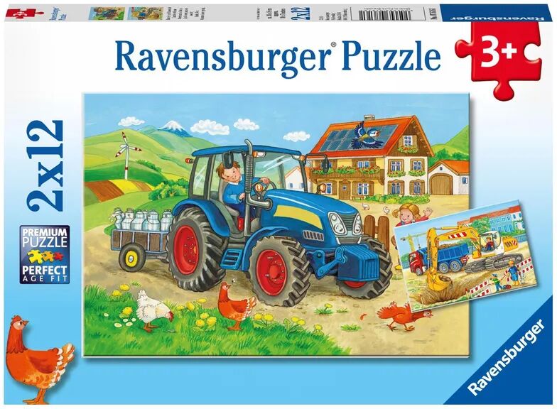 Ravensburger Verlag Puzzle BAUSTELLE UND BAUERNHOF 2x12-teilig