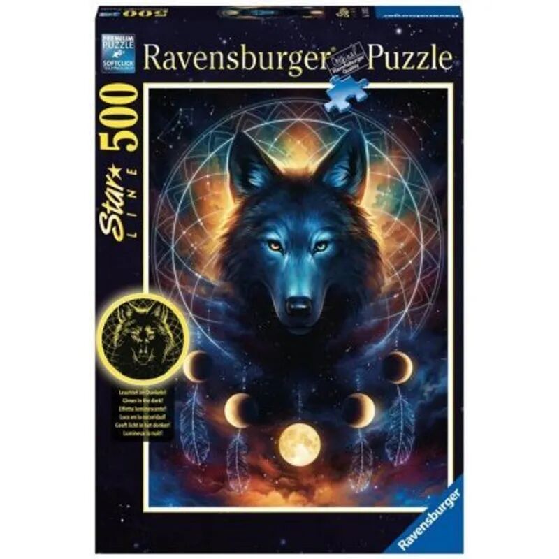 Ravensburger Verlag Puzzle LEUCHTENDER WOLF – GLOWS IN THE DARK 500-teilig