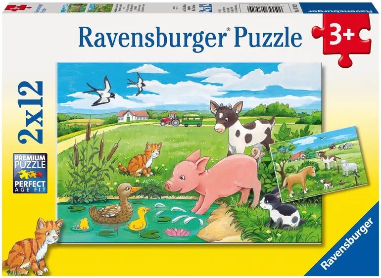 Ravensburger Verlag Puzzle TIERKINDER AUF DEM LAND 2x12-teilig