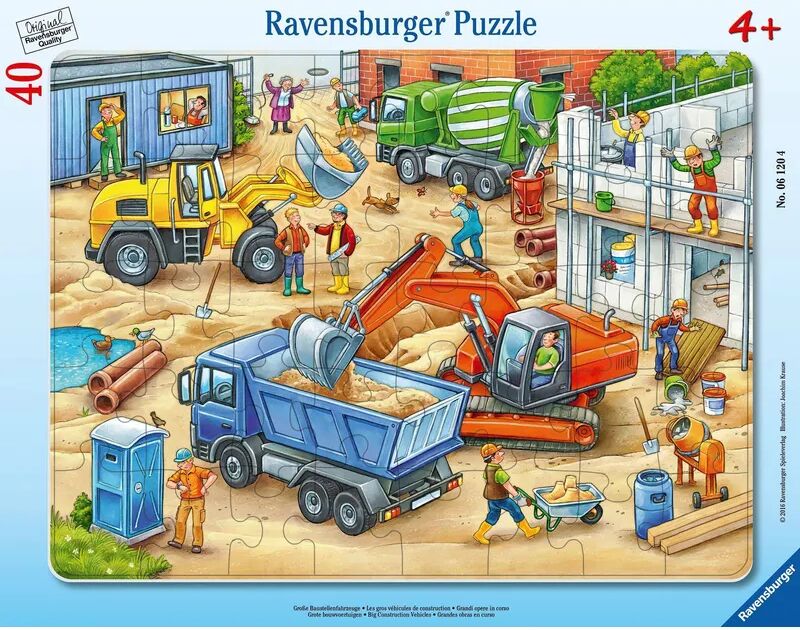 Ravensburger Verlag Rahmenpuzzle GROßE BAUSTELLENFAHRZEUGE 40-teilig