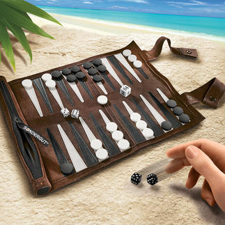 Sondergut Rollbackgammon aus Veloursleder, dunkelbraun