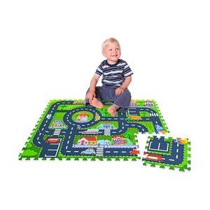 LittleTom 12 Teile Puzzlematte Straße für Kinder - 30x30 Spielstraße Puzzle Spielteppich