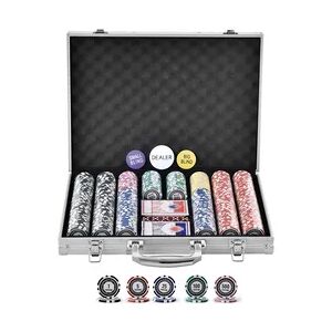 VEVOR Pokerchip-Set, 500-teiliges Pokerset, Kunststoff Komplettes Pokerspielset mit Alu-Pokerkoffer, Karten, Knöpfe und Würfel, Komplett Set 9-10 Spieler für Texas Hold'em, Blackjack, Glücksspiel usw.