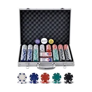 VEVOR Pokerchip-Set, 500-teiliges Pokerset Ungekennzeichnet, Pokerspielset mit Alu-Pokerkoffer, Karten, Knöpfe und Würfel, Komplett Set 9-10 Spieler für Texas Hold'em, Blackjack, Glücksspiel usw.