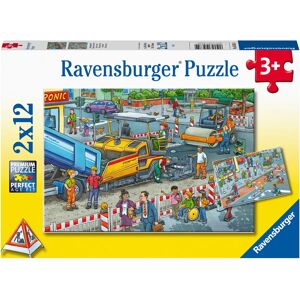 Ravensburger Spieleverlag Ravensburger Kinderpuzzle - Straßenbaustelle - 2x12 Teile Puzzle Für Kinder Ab 3 Jahren