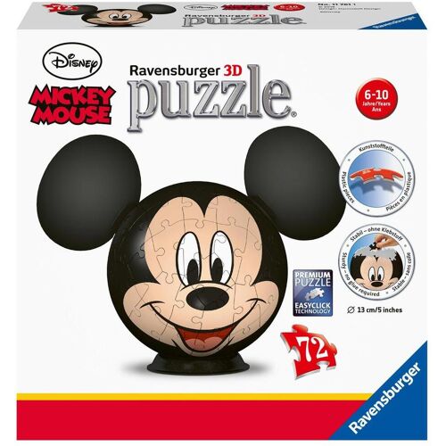 Ravensburger Spieleverlag Ravensburger 3d Puzzle 11761 - Puzzle-Ball Mickey Mouse - 72 Teile - Puzzle-Ball Für Mickey Mouse-Fans Ab 6 Jahren