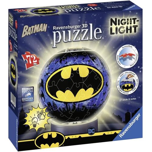 Ravensburger 11080 - Batman Night Light Nachtlicht Puzzleball 3d Puzzle Kinderpuzzle 72 Teile