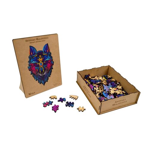 Philos 9080 - Artefakt Holzpuzzle 2in1 Wolf 180 Teile In Holzbox