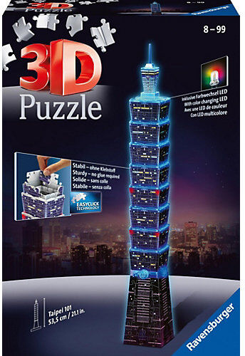 Ravensburger 3D-Puzzle Night mit LED, H52 cm, 216 Teile, Taipei 101 bei Nacht