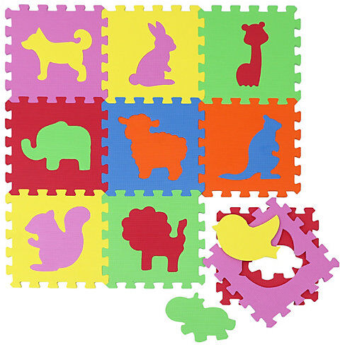 LittleTom Baby Puzzlematte ab 0 - Kinder EVA Spielmatte Zoo Tiere schwarz Modell 2