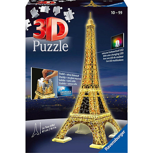 Ravensburger 3D-Puzzle Night mit LED, H47 cm, 216 Teile, Eiffelturm bei Nacht