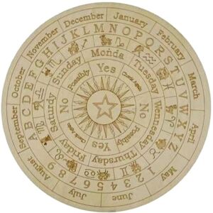 Shoppo Marte Carving Pattern Round Wood Craft Ouija Board 15cm(2)