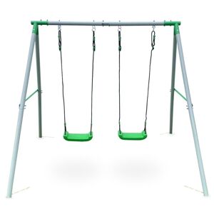 HyperMotion børnegynge 3+, dobbelt havegynge, max belastning 200 kg, justerbar længde, fastgørelsesanker, stålramme, farve grøn