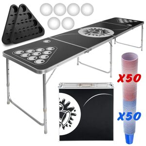 FF Europe Beer Pong Sæt, 6 Bolde, 100 Kopper, Justerbar/foldbar Aluminiumsbord