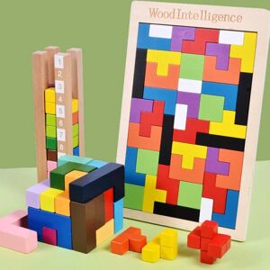 Træ Magnetiske Tetris byggeklodser Børns Baby Pædagogisk Legetøj Rusland 3D Puslespil Model Classic Thin Tetris (5mm Thick)