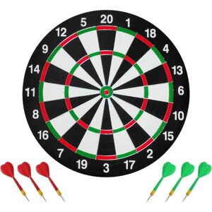 bræt, dobbeltsidet dartskivesæt med 6 dart, dartbræt i traditionel stil, voksenbræt, spil Bullseye, bame til fest, familie ‎Mix colore