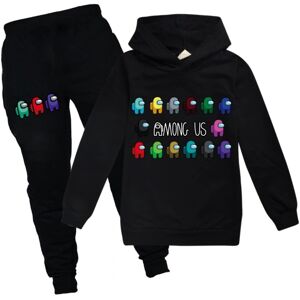 Among Us Crewmate Impostor Game Kid Hoodie Jumper Træningsdragt Sæt - Perfet Black 130