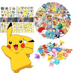 Generic Pokemon-sæt - tatoveringer, klistermærker, samlerfigurer Multicolor