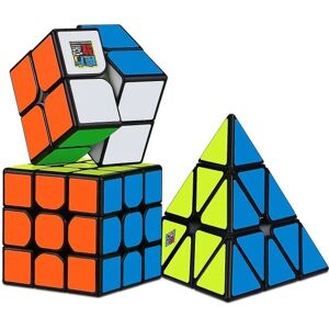 Galaxy 3st Speed ​​​​Cube Sæt, All Black Base Pussel Magic Cube Sæt med 2x2x2 3x3x3 Pyramid Glat Puzzle Cube--