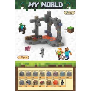 Minecraft byggeklodssæt, magnetisk byggeklodslegetøj, magnetisk brætspil - Mine Exploration - 128 stykker