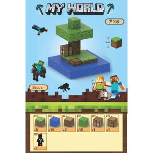 Minecraft byggeklodssæt, magnetisk byggeklodslegetøj, magnetisk brætspil-mini-ø-38 stykker