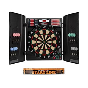 Ultrasport UItrasport Electronic Dartboard with Doors, Classic Darts for 16 Players, Dart Game with LED Display, 38 Games and Many Variants/Dartboard, Including 12 Soft Arrows and Lockable Doors